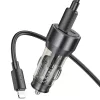 HOCO szivargyújtó töltő adapter USB-A + Type-C bemenettel + Type-C - Lightning kábel - 43W - HOCO NZ12A Dual Port Fast Charging Set - fekete