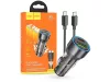 HOCO szivargyújtó töltő adapter USB-A + Type-C bemenettel + Type-C - Type-C kábel - 43W - HOCO NZ12A Dual Port Fast Charging Set - fekete