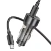 HOCO szivargyújtó töltő adapter USB-A + Type-C bemenettel + Type-C - Type-C kábel - 43W - HOCO NZ12A Dual Port Fast Charging Set - fekete