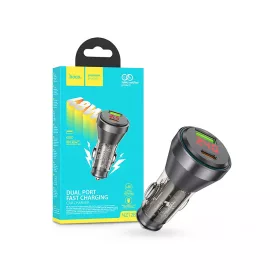   HOCO szivargyújtó töltő adapter USB-A +Type-C bemenettel - 48W - HOCO NZ12B DualPort Fast Charging - fekete