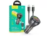 HOCO szivargyújtó töltő adapter 2xType-C bemenettel + Type-C - Type-C kábel - 60W - HOCO NZ12C Dual Port Fast Charging Set - fekete