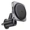 HOCO szellőzőrácsba illeszthető vezeték nélküli mágneses autós tartó/gyorstöltő MagSafe funkcióval - 15 W - HOCO HW15 Wireless Fast Charge Car Holder - fekete