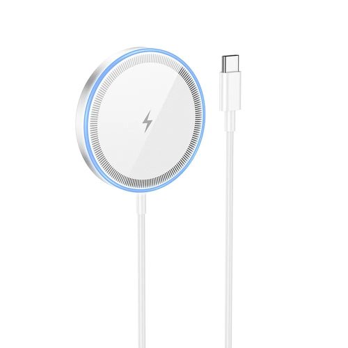 HOCO Qi MagSafe vezeték nélküli töltő állomás - 15W - HOCO CW53 Magnetic        Wireless Fast Charger - ezüst