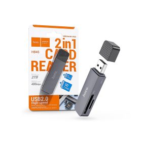   HOCO SD/microSD USB mermóriakártya-olvasó - HOCO HB45 OTG 2in1 Card Reader - fekete/szürke