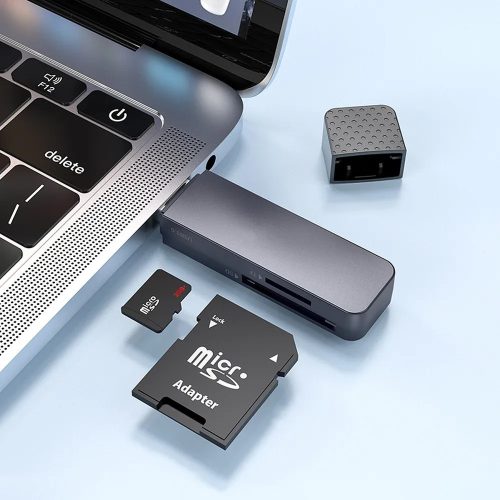 HOCO SD/microSD USB mermóriakártya-olvasó - HOCO HB45 OTG 2in1 Card Reader - fekete/szürke