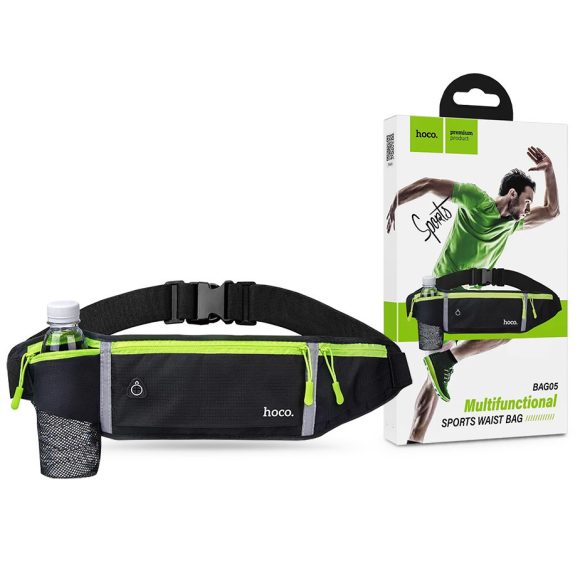 HOCO univerzális övtáska sportoláshoz, túrázáshoz - HOCO Bag05 Multifunctional Sports Waist Bag - fekete/zöld