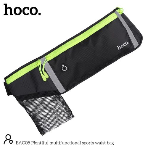 HOCO univerzális övtáska sportoláshoz, túrázáshoz - HOCO Bag05 Multifunctional Sports Waist Bag - fekete/zöld