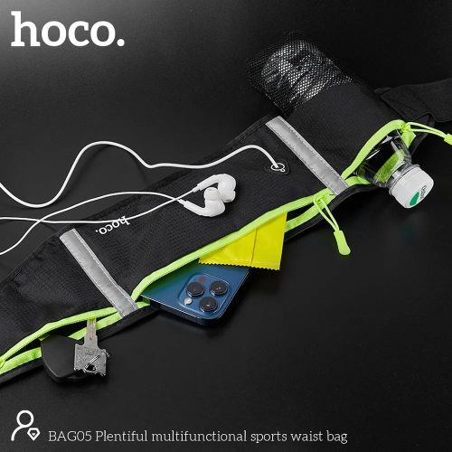 HOCO univerzális övtáska sportoláshoz, túrázáshoz - HOCO Bag05 Multifunctional Sports Waist Bag - fekete/zöld