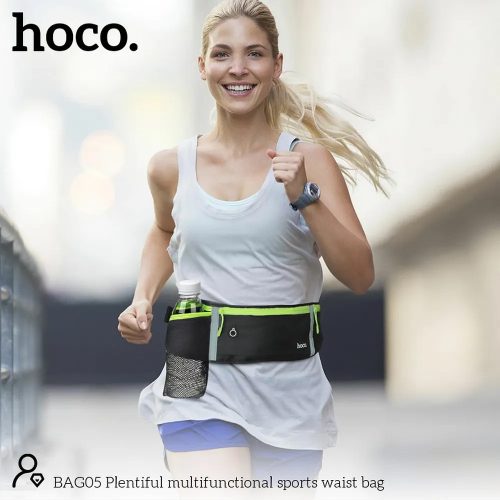 HOCO univerzális övtáska sportoláshoz, túrázáshoz - HOCO Bag05 Multifunctional Sports Waist Bag - fekete/zöld