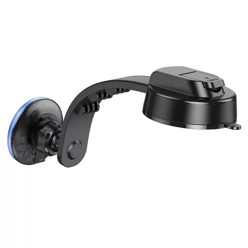 HOCO HW25 15W Qi vezeték nélküli, mágneses műszerfalra autós tartó/gyorstöltő MagSafe - fekete