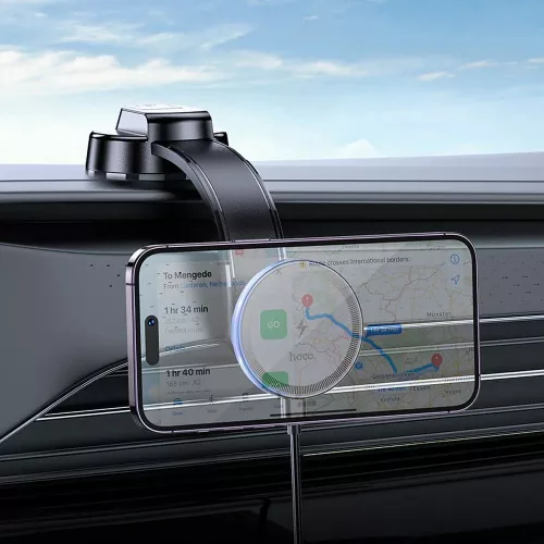 HOCO HW25 15W Qi vezeték nélküli, mágneses műszerfalra autós tartó/gyorstöltő MagSafe - fekete