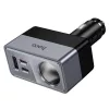 HOCO Z65A 165W/24V PD QC3.0 2xUSB-C+USB-A autós töltő adapter+ autós aljzattal - fekete/ezüst