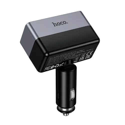 HOCO Z65A 165W/24V PD QC3.0 2xUSB-C+USB-A autós töltő adapter+ autós aljzattal - fekete/ezüst