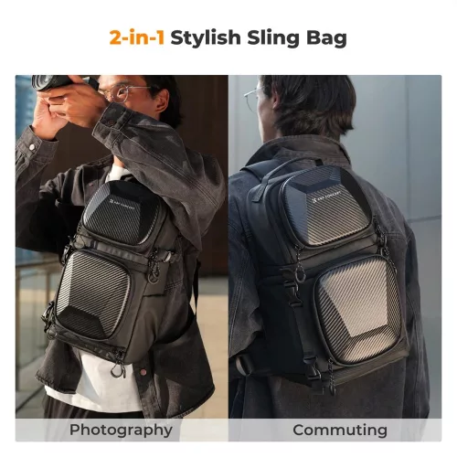 KandF Concept Beta Messenger egyvállas hardshell kamera hátizsák 10L, fekete