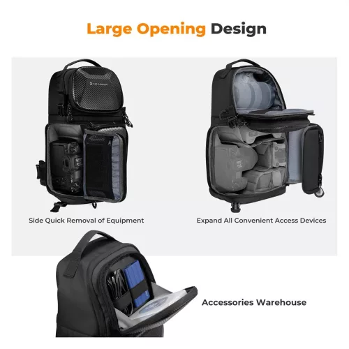 KandF Concept Beta Messenger egyvállas hardshell kamera hátizsák 10L, fekete