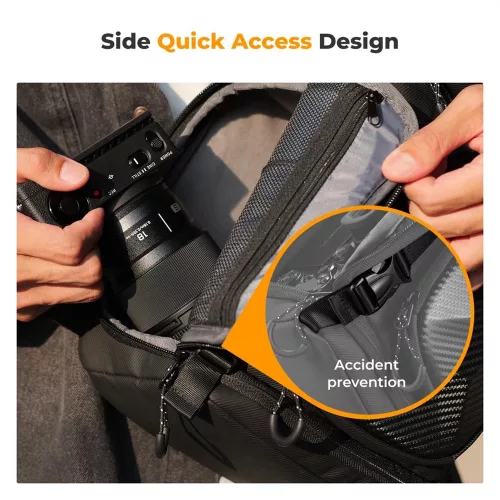 KandF Concept Beta Messenger egyvállas hardshell kamera hátizsák 10L, fekete