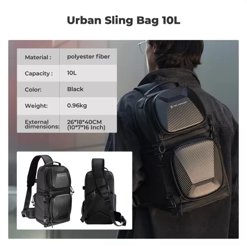 KandF Concept Beta Messenger egyvállas hardshell kamera hátizsák 10L, fekete