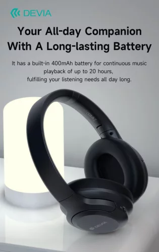 Devia EarBass Pro1 ANC Bluetooth sztereó fejhallgató beépített mikrofonnal - fekete