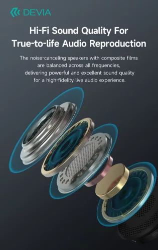 Devia EarBass Pro1 ANC Bluetooth sztereó fejhallgató beépített mikrofonnal - fekete