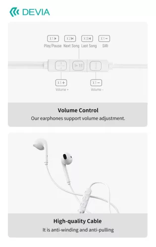Devia Kintone A3 In-Ear sztereó fülhallgató - 3,5mm jack - fehér