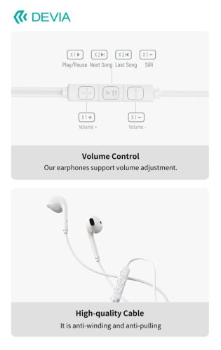 Devia Kintone Series A3 sztereó fülhallgató Type-C - fehér