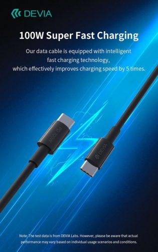 Devia Smart Series 100W Type-C/Type-C adat- és töltőkábel 1,5m - fekete