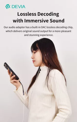 Devia Ipure Series Type-C/AUX 3,5 mm audió adapter - fekete