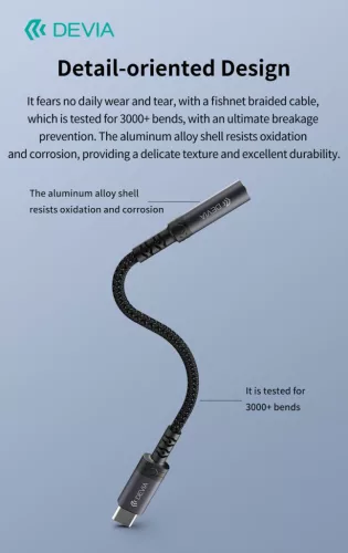 Devia Ipure Series Type-C/AUX 3,5 mm audió adapter - fekete