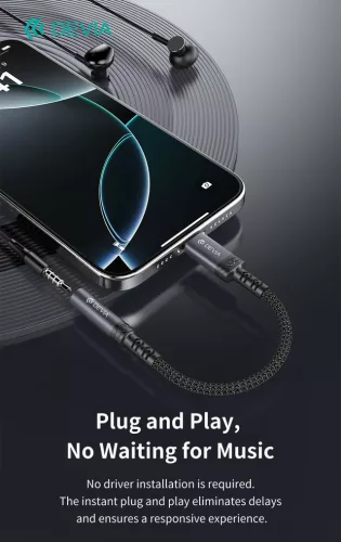 Devia Ipure Series Type-C/AUX 3,5 mm audió adapter - fekete