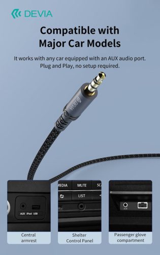 Devia iPure Series Woven AUX 3,5/3,5mm jack audio kábel 1m - fekete