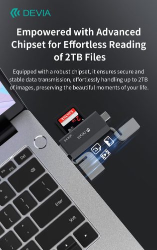 Devia Leopard Series 2in1 SD/microSD USB 3.0 + Type-C memóriakártya-olvasó - fekete