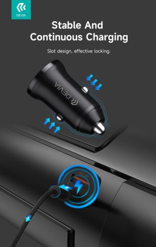 Devia Smart Series Mini 30W PD+QC USB+Type-C autós töltő adapter - fehér