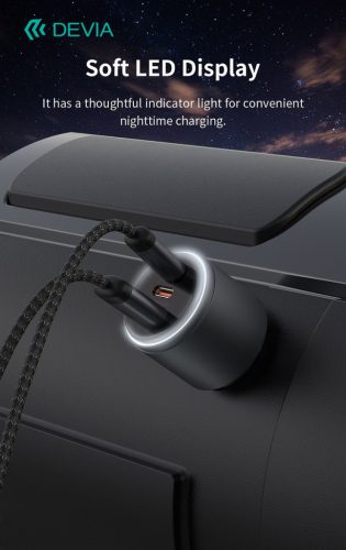 Devia Extreme Speed Series 65W PD+QC autós gyorstöltő USB+2xType-C - fekete