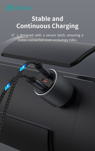 Devia Extreme Speed Series 65W PD+QC autós gyorstöltő USB+2xType-C - fekete