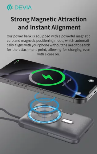Devia Extreme Speed Series Magnetic 4in1 22.5W powerbank/állvány - Type-C - 10.000 mAh - szürke