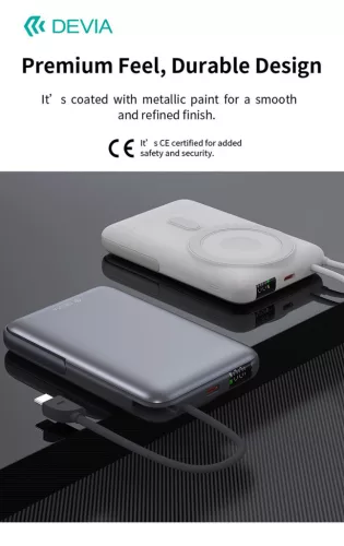 Devia Extreme Speed Series Magnetic 4in1 22.5W powerbank/állvány - Type-C - 10.000 mAh - szürke