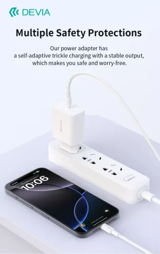 Devia Rocket Series 45W PD+QC hálózati gyorstöltő adapter + Type-C/Type-C kábel - fehér
