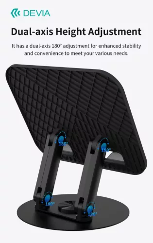 Devia 360°-ban forgatható asztali tablet/laptop tartóállvány - fekete