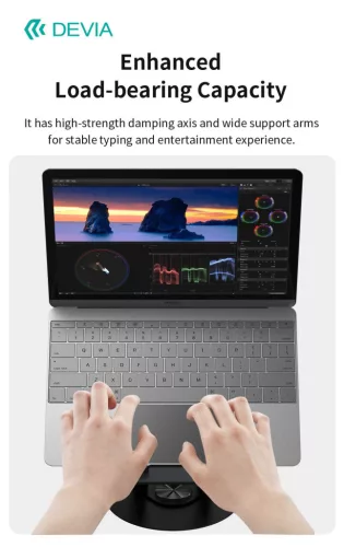 Devia 360°-ban forgatható asztali tablet/laptop tartóállvány - fekete