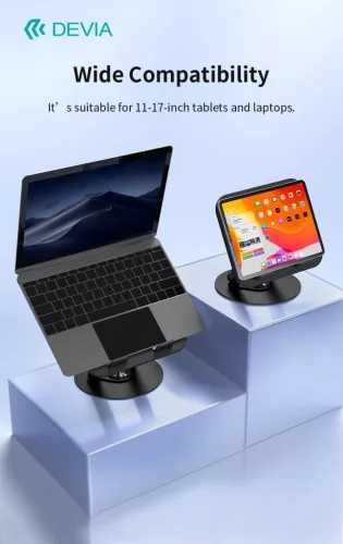 Devia 360°-ban forgatható asztali tablet/laptop tartóállvány - fekete