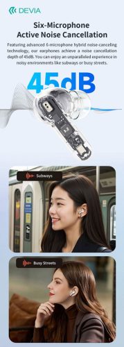 Devia TWS-Ultra1 ANC Bluetooth sztereó headset - fekete