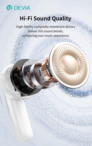 Devia TWS-Ultra-1 ANC Bluetooth sztereó headset - fehér