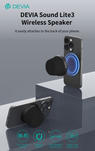 Devia Sound Lite3 vezeték nélküli mágneses bluetooth hangszóró - fekete