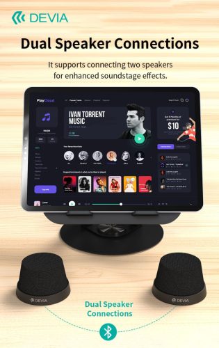 Devia Sound Lite3 vezeték nélküli mágneses bluetooth hangszóró - fekete