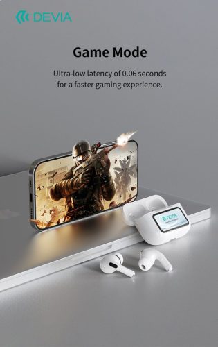 Devia TWS-Pro2 with Screen ANC Bluetooth sztereó headset - fehér