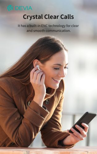 Devia TWS-Pro2 with Screen ANC Bluetooth sztereó headset - fehér