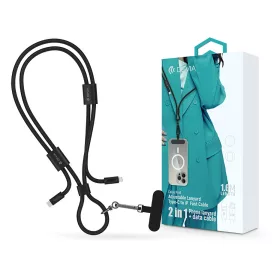   Devia Cable Pro5 Woven 27W PD Type-C/Lightning adat- és töltőkábel + nyakpánt 1.6m - fekete
