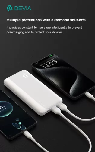 Devia Kintone Series Lite 5 - 2xUSB + Type-C + microUSB - powerbank - 10.000 mAh - fekete