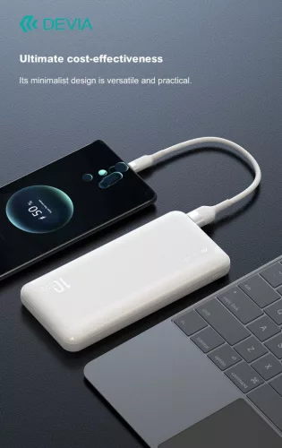 Devia Kintone Series Lite 5 - 2xUSB + Type-C + microUSB - powerbank - 10.000 mAh - fekete