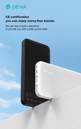Devia Kintone Series Lite 5 - 2xUSB + Type-C + microUSB - powerbank - 10.000 mAh - fehér
